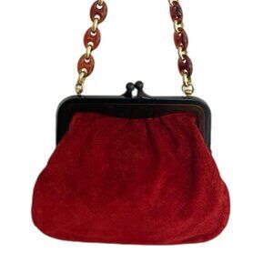 Jacobson’s Red Suede Chain Strap Evening Bag 🇮🇹
